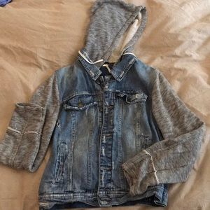 Denim jacket with soft hoodie